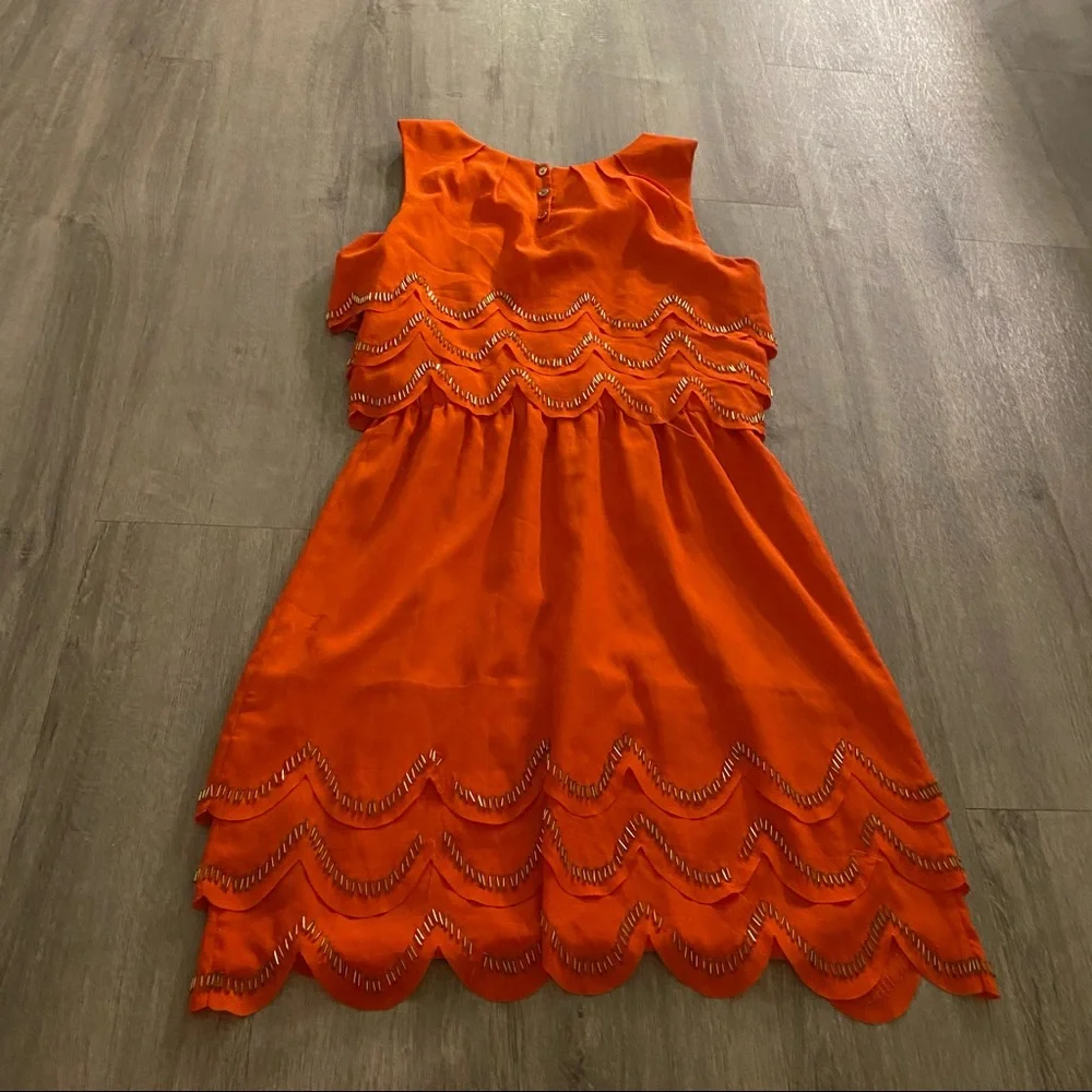 Ted Baker Orange and gold beaded dress